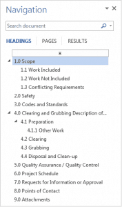 Navigation pane - Microsoft Word tips for engineers