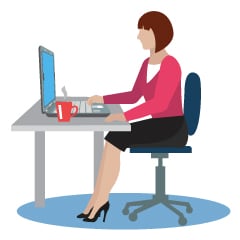 female office worker at desk