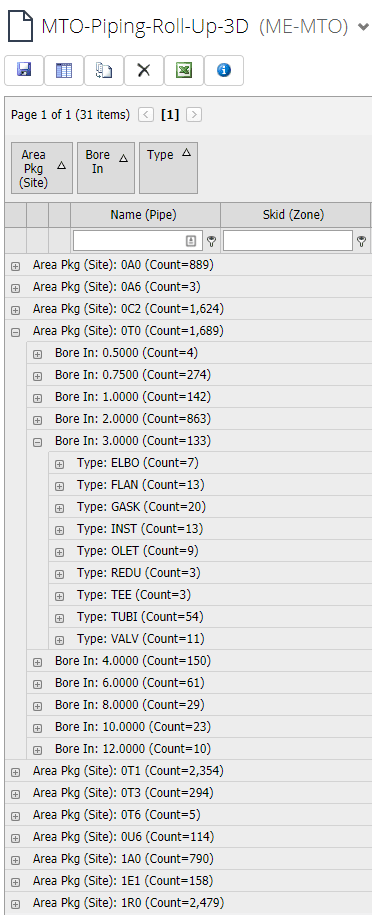 Readily accessible real-time piping lengths for the entire project