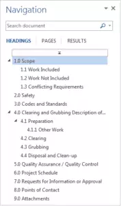 Navigation pane - Microsoft Word tips for engineers