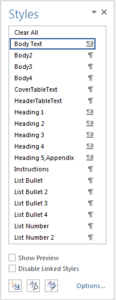 Styles list - Microsoft Word tips for engineers