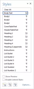 Styles list - Microsoft Word tips for engineers