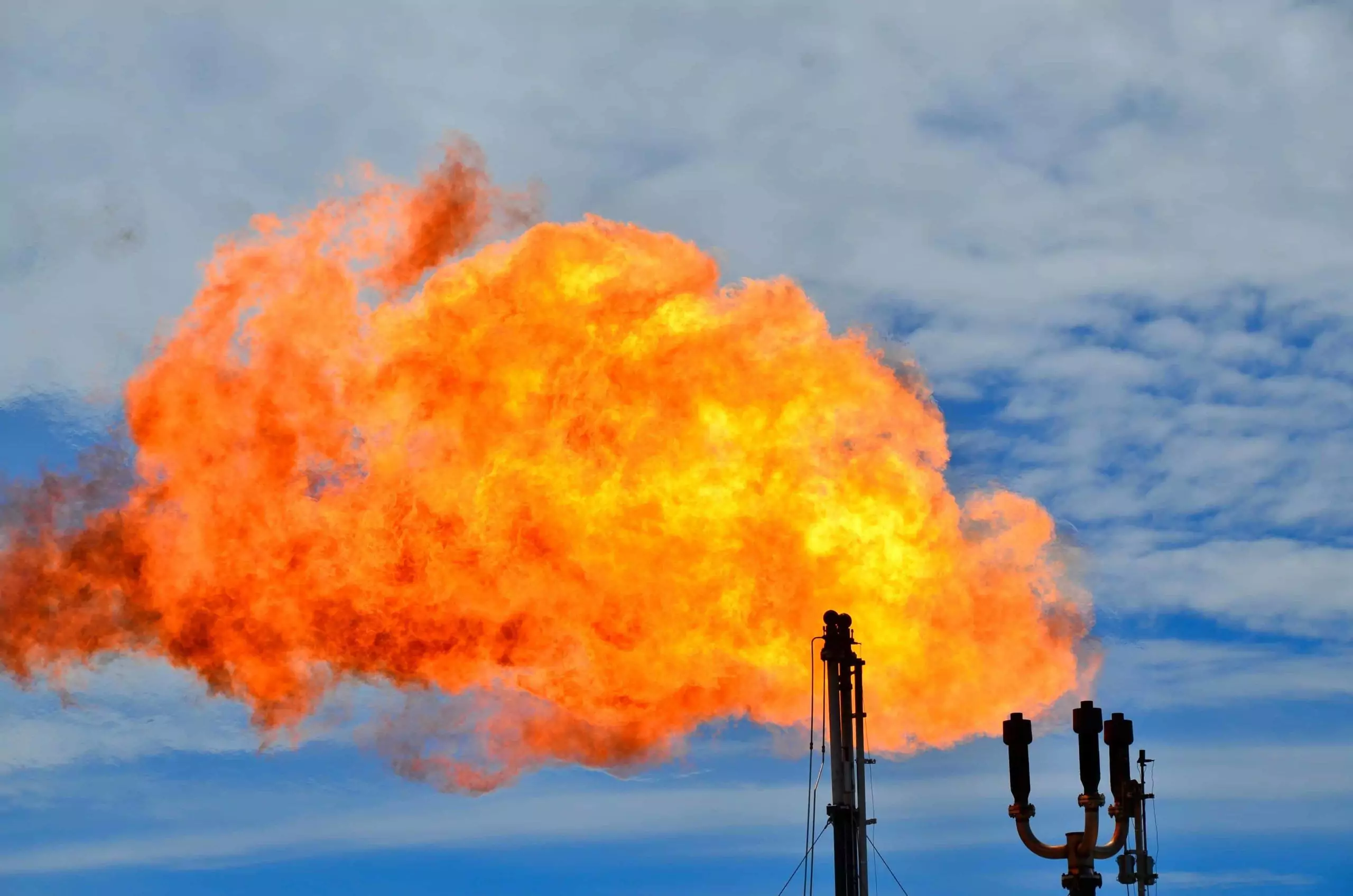 A flare stack burning off natural gas.