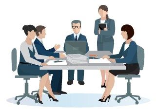 office works at a table