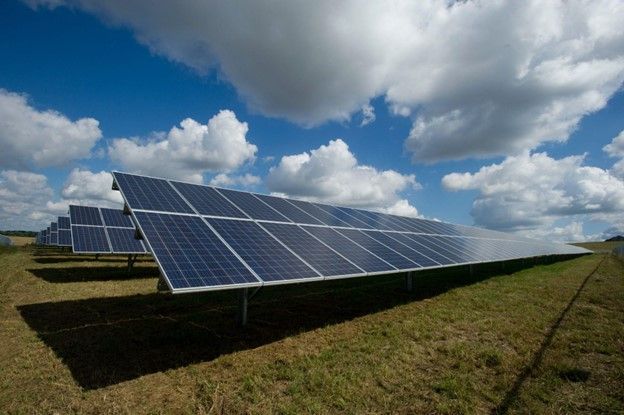 solar panels in a field